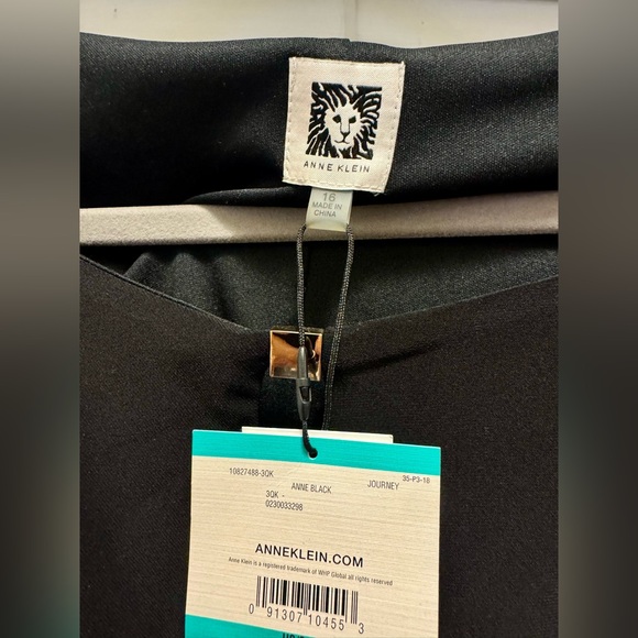 Anne Klein Black Draped Long Sleeve Dress - Picture 2 of 7